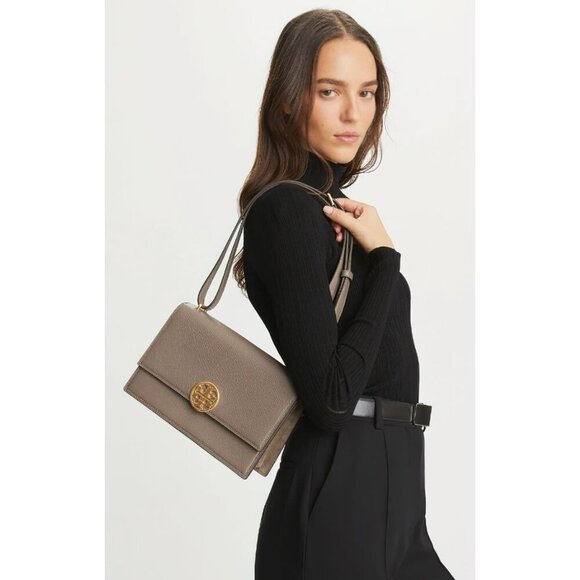 Tory Burch Miller Shoulder Bag Portobello Gray OS - Picture 2 of 16